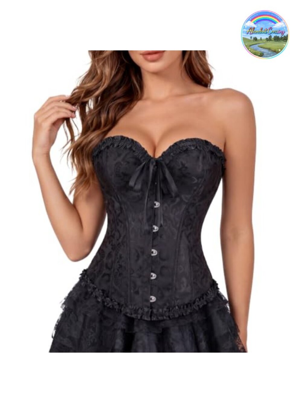 Victorian Overbust Corset Top Brocade Lace-Up Bustier